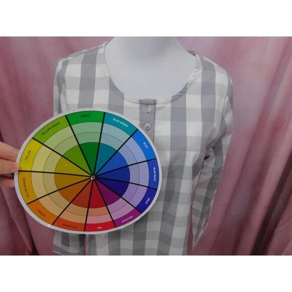 SALE NWT Christopher & Banks Petite Checkered Blouse Women Small Gray - Picture 8 of 14